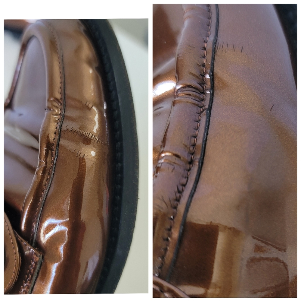 Vintage Gucci Classic "G" Womens Loafers Cooper Bronze Patent Leather Italy 8 B - Picture 11 of 16